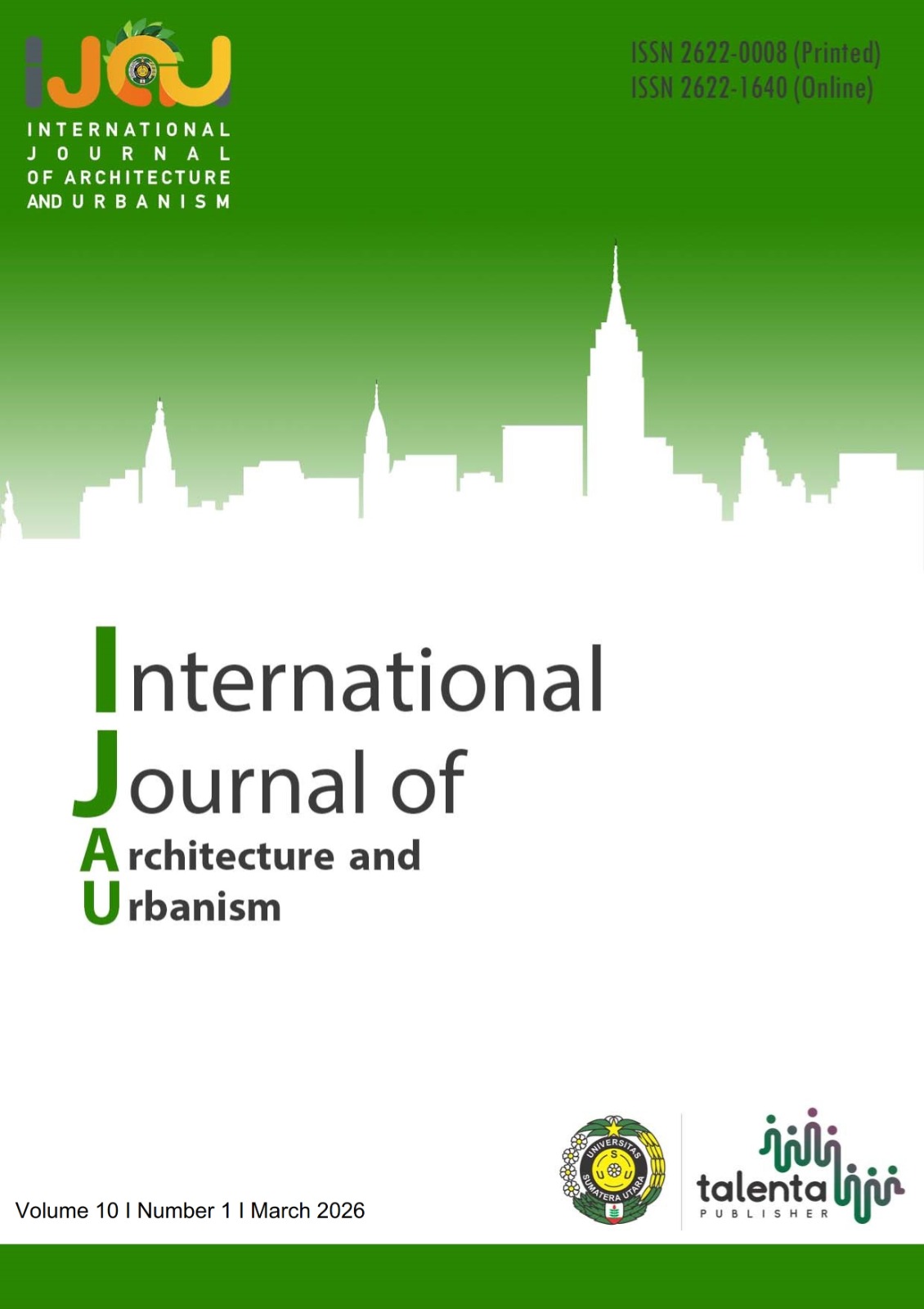  View Vol. 10 No. 1 (2026): International Journal of Architecture and Urbanism  